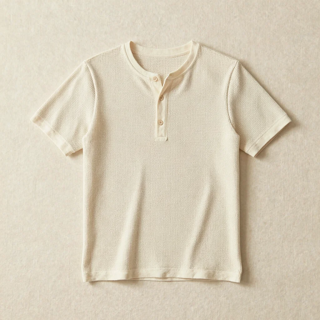 Waffle Knit Henley Top